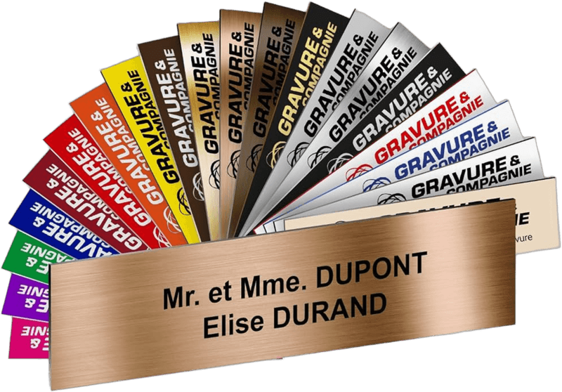 Plaques de boîte aux lettres gravées, choix de couleurs et de matières à Rambouillet